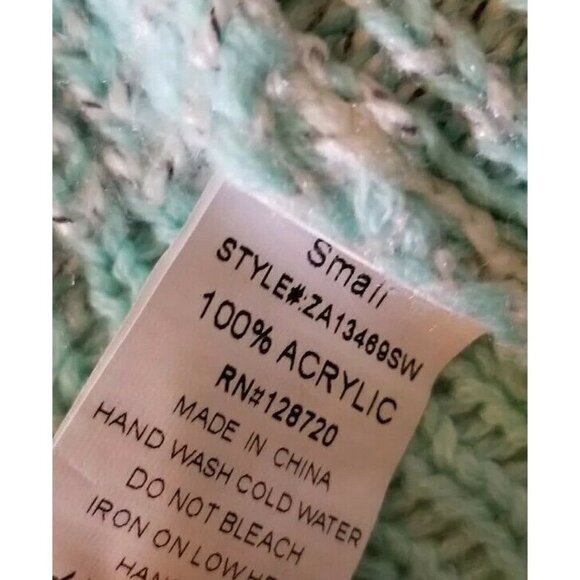 Francescas Miami Light Gray Turquoise Blue Broad Collar Cardigan Sweater Small - Picture 7 of 9